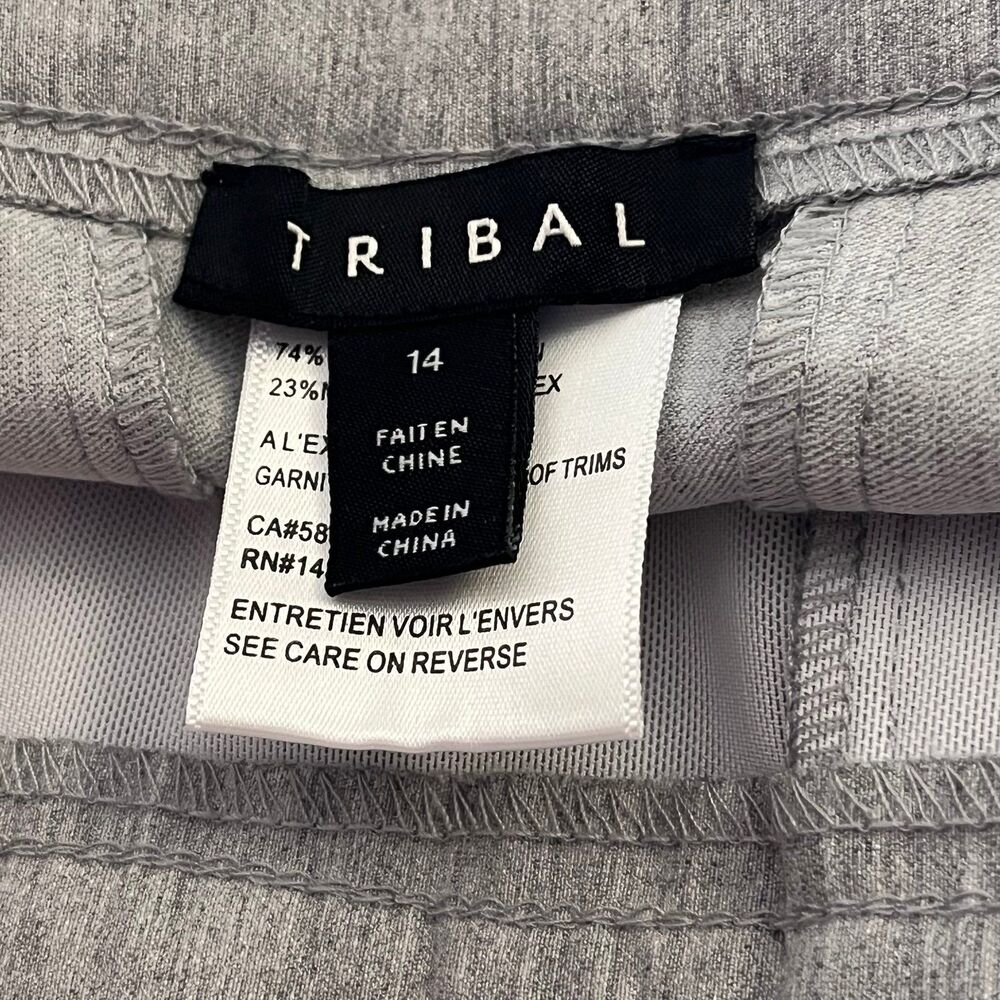 Tribal Fia Flatten It Pull On Cropped Pants Heathered Stretch Cuffed Gray 14 - Picture 8 of 9